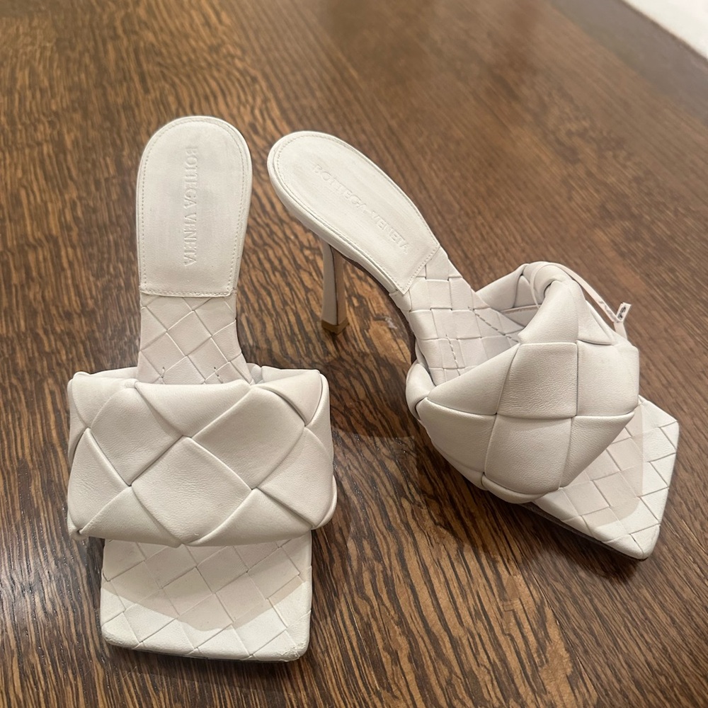 Bottega Veneta Interciato Sandal Mule White